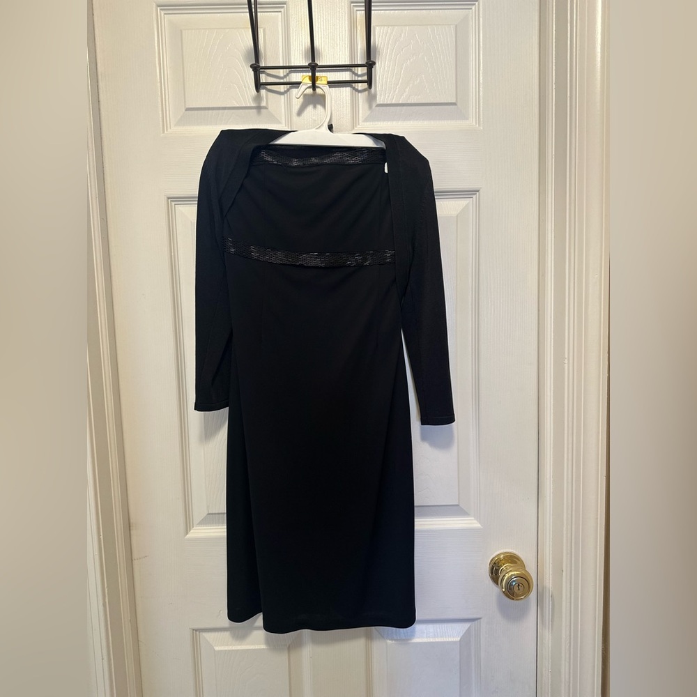 The Limited (Stretch) Small black strapless dress w/over the shoulder jacket.